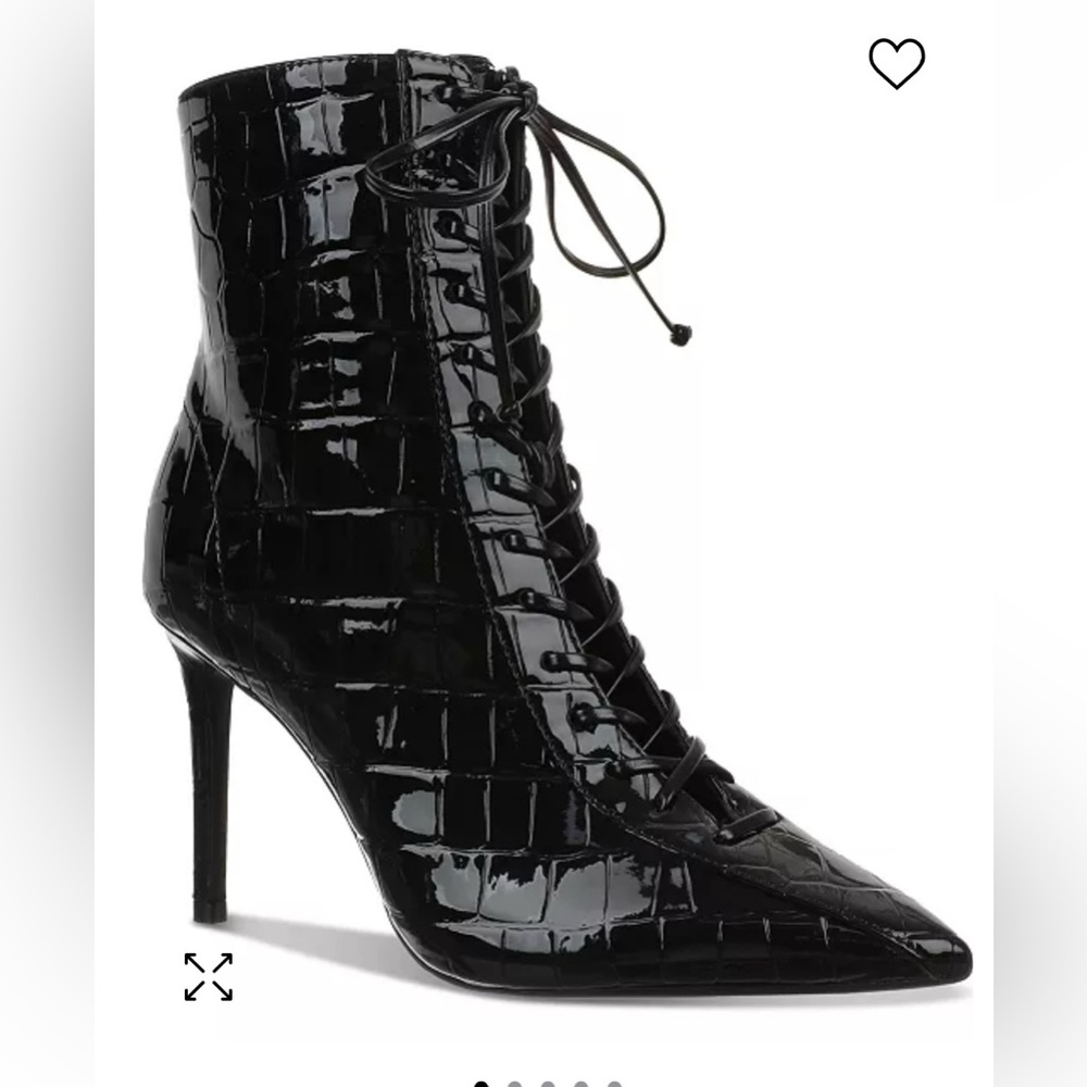 NEW - I.N.C INTERNATIONAL CONCEPTS Hariet Lace-Up Booties - Black Croc Patent